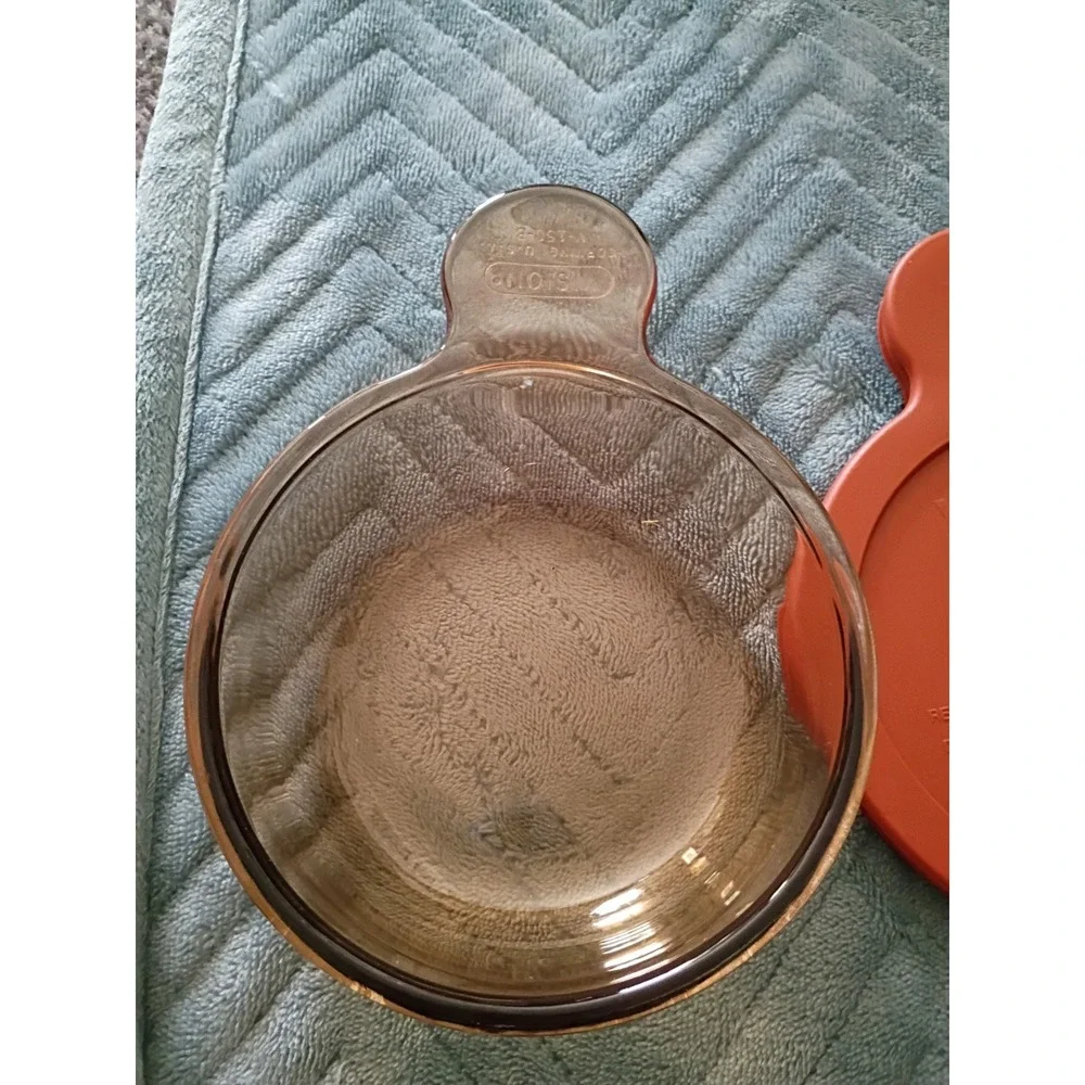 VTG Corning Visions V-150-B Heat 'n' Eat Amber Glass Bowl w/ Lid Cookware